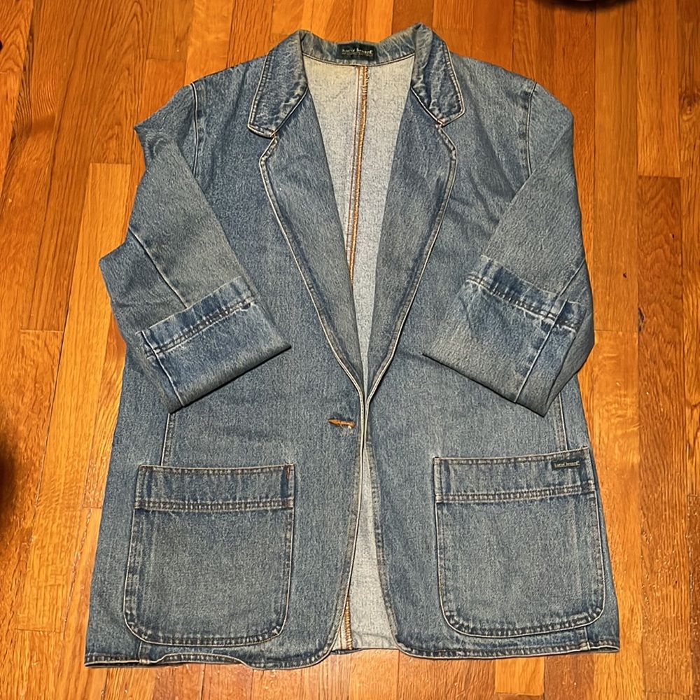 Vintage Denim Suit jacket size 16/jeans pants size 14, HARVE BENARD denim Women
